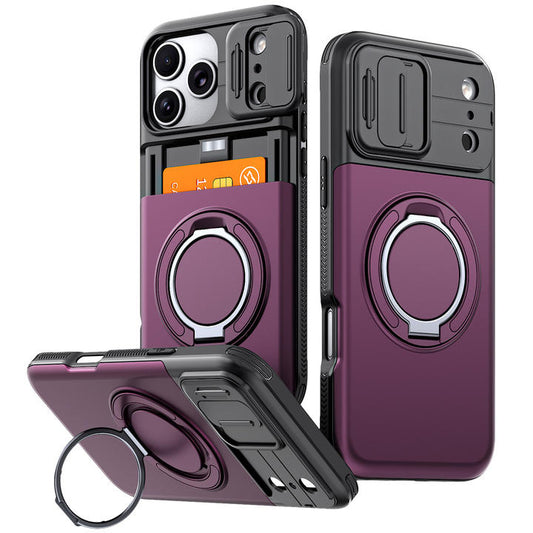 Slide-Cover Camera Protection Case with Card Slot & MagSafe Ring — iPhone 18 Pro Max